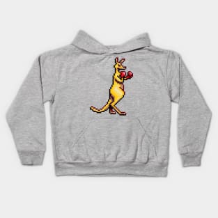 Kangaroo Boxer Pixel Art Kids Hoodie